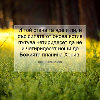 Picture 07 - 3 Царе 19:8 BULG - И той стана та яде и пи, и - Bible Verse Picture
