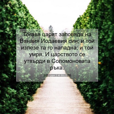 Picture 07 - 3 Царе 2:46 BULG - Тогава царят заповяда на - Bible Verse Picture