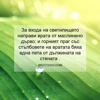 Picture 07 - 3 Царе 6:31 BULG - За входа на светилището - Bible Verse Picture