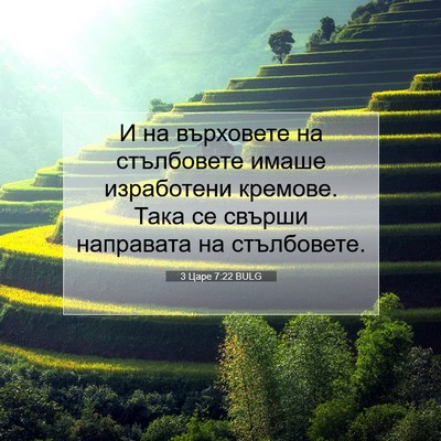 Picture 07 - 3 Царе 7:22 BULG - И на върховете на - Bible Verse Picture