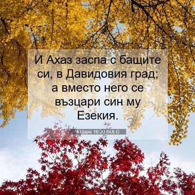 Picture 07 - 4 Царе 16:20 BULG - И Ахаз заспа с бащите си, в - Bible Verse Picture