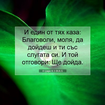 Picture 07 - 4 Царе 6:3 BULG - И един от тях каза: - Bible Verse Picture