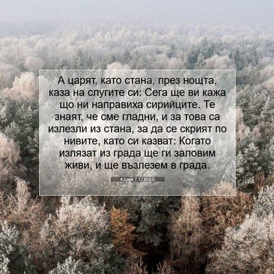 Picture 07 - 4 Царе 7:12 BULG - А царят, като стана, през - Bible Verse Picture