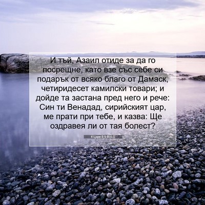 Picture 07 - 4 Царе 8:9 BULG - И тъй, Азаил отиде за да го - Bible Verse Picture