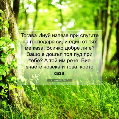Picture 07 - 4 Царе 9:11 BULG - Тогава Ииуй излезе при - Bible Verse Picture