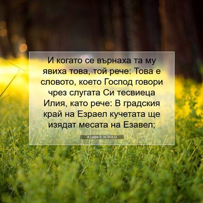 Picture 07 - 4 Царе 9:36 BULG - И когато се върнаха та му - Bible Verse Picture
