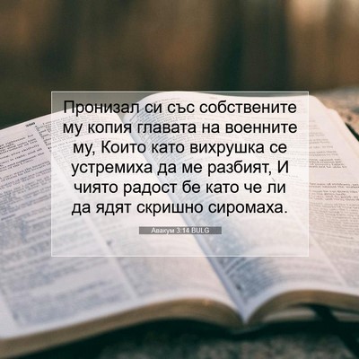 Picture 07 - Авакум 3:14 BULG - Пронизал си със - Bible Verse Picture