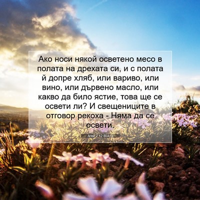 Picture 07 - Агей 2:12 BULG - Ако носи някой осветено - Bible Verse Picture