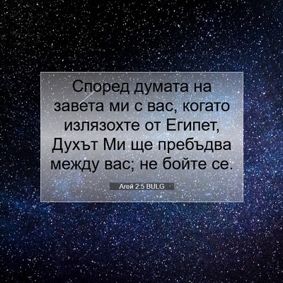 Picture 07 - Агей 2:5 BULG - Според думата на завета ми - Bible Verse Picture