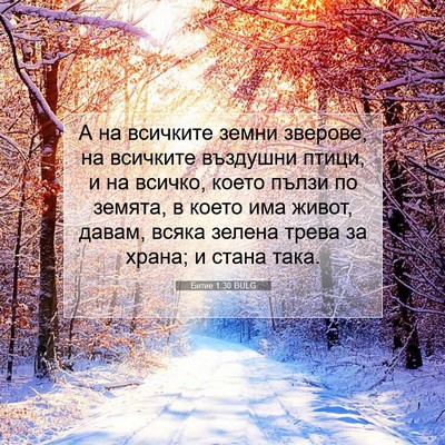 Picture 07 - Битие 1:30 BULG - А на всичките земни - Bible Verse Picture