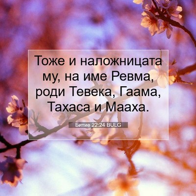 Picture 07 - Битие 22:24 BULG - Тоже и наложницата му, на - Bible Verse Picture