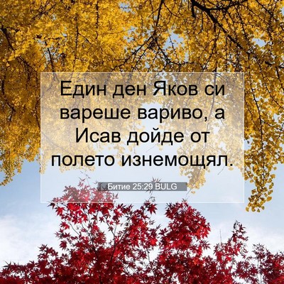 Picture 07 - Битие 25:29 BULG - Един ден Яков си вареше - Bible Verse Picture