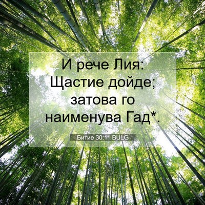 Picture 07 - Битие 30:11 BULG - И рече Лия: Щастие дойде; - Bible Verse Picture