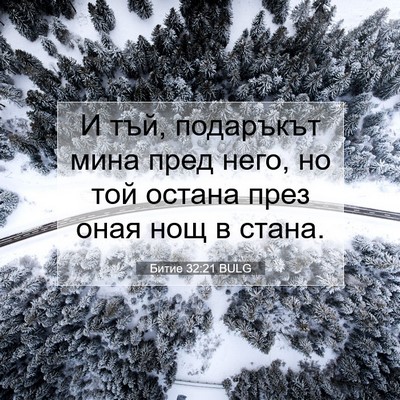 Picture 07 - Битие 32:21 BULG - И тъй, подаръкът мина пред - Bible Verse Picture
