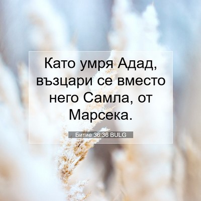 Picture 07 - Битие 36:36 BULG - Като умря Адад, възцари се - Bible Verse Picture