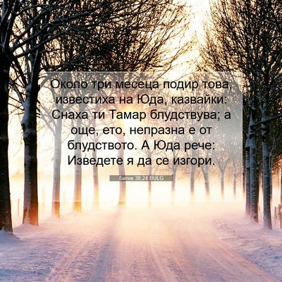 Picture 07 - Битие 38:24 BULG - Около три месеца подир - Bible Verse Picture