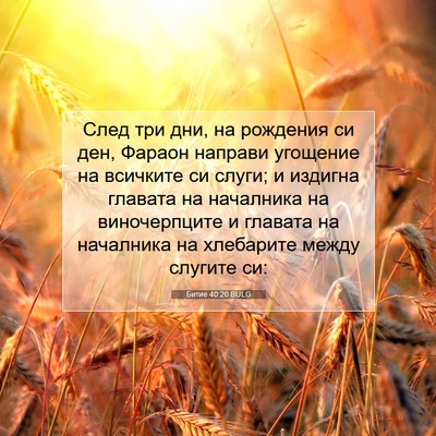 Picture 07 - Битие 40:20 BULG - След три дни, на рождения - Bible Verse Picture