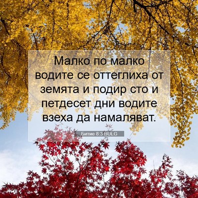 Picture 07 - Битие 8:3 BULG - Малко по малко водите се - Bible Verse Picture
