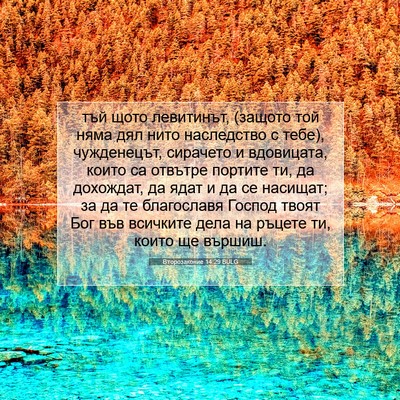 Picture 07 - Второзаконие 14:29 BULG - тъй щото левитинът, (защото - Bible Verse Picture