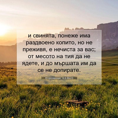Picture 07 - Второзаконие 14:8 BULG - и свинята, понеже има - Bible Verse Picture