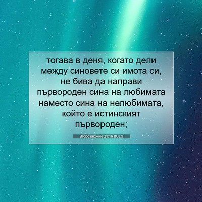 Picture 07 - Второзаконие 21:16 BULG - тогава в деня, когато дели - Bible Verse Picture