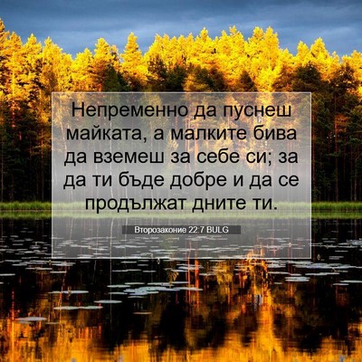 Picture 07 - Второзаконие 22:7 BULG - Непременно да пуснеш - Bible Verse Picture