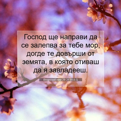Picture 07 - Второзаконие 28:21 BULG - Господ ще направи да се - Bible Verse Picture