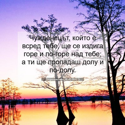 Picture 07 - Второзаконие 28:43 BULG - Чужденецът, който е всред - Bible Verse Picture