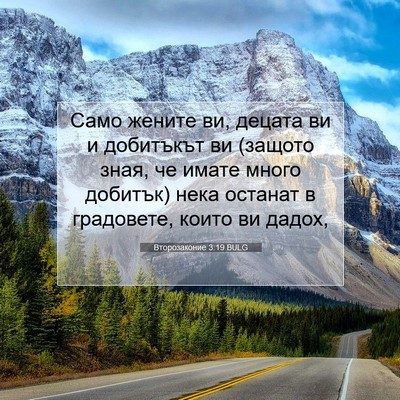 Picture 07 - Второзаконие 3:19 BULG - Само жените ви, децата ви и - Bible Verse Picture