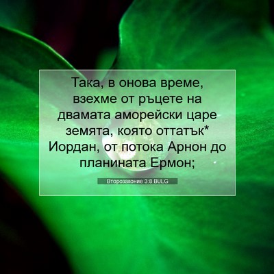 Picture 07 - Второзаконие 3:8 BULG - Така, в онова време, взехме - Bible Verse Picture