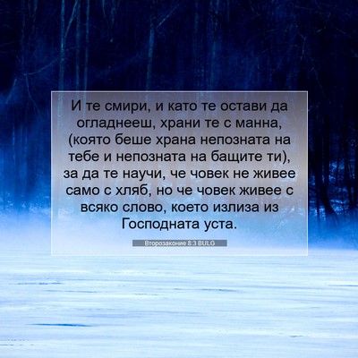 Picture 07 - Второзаконие 8:3 BULG - И те смири, и като те остави - Bible Verse Picture
