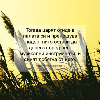 Picture 07 - Данаил 6:18 BULG - Тогава царят отиде в - Bible Verse Picture