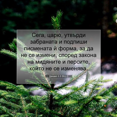 Picture 07 - Данаил 6:8 BULG - Сега, царю, утвърди - Bible Verse Picture