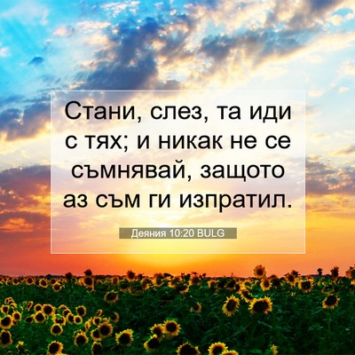 Picture 07 - Деяния 10:20 BULG - Стани, слез, та иди с тях; и - Bible Verse Picture