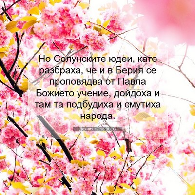 Picture 07 - Деяния 17:13 BULG - Но Солунските юдеи, като - Bible Verse Picture
