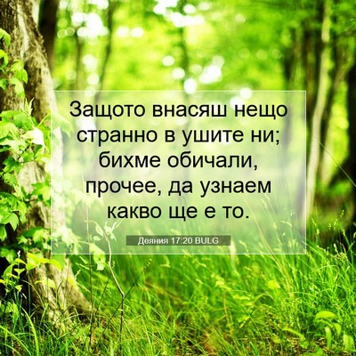 Picture 07 - Деяния 17:20 BULG - Защото внасяш нещо странно - Bible Verse Picture