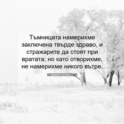 Picture 07 - Деяния 5:23 BULG - Тъмницата намерихме - Bible Verse Picture