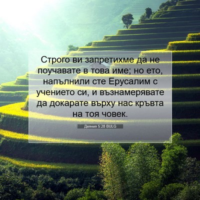 Picture 07 - Деяния 5:28 BULG - Строго ви запретихме да не - Bible Verse Picture