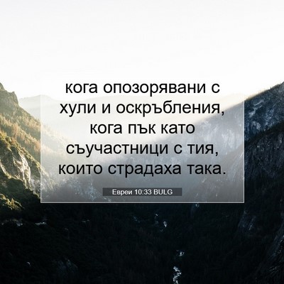 Picture 07 - Евреи 10:33 BULG - кога опозорявани с хули и - Bible Verse Picture