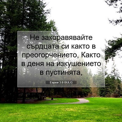 Picture 07 - Евреи 3:8 BULG - Не закоравявайте сърдцата - Bible Verse Picture