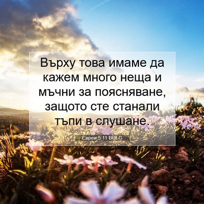 Picture 07 - Евреи 5:11 BULG - Върху това имаме да кажем - Bible Verse Picture
