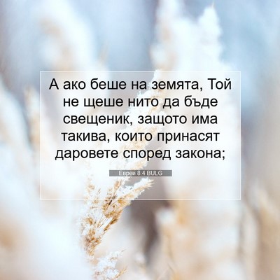 Picture 07 - Евреи 8:4 BULG - А ако беше на земята, Той не - Bible Verse Picture