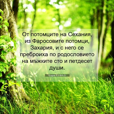 Picture 07 - Ездра 8:3 BULG - От потомците на Сехания, из - Bible Verse Picture