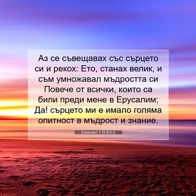 Picture 07 - Еклесиаст 1:16 BULG - Аз се съвещавах със - Bible Verse Picture