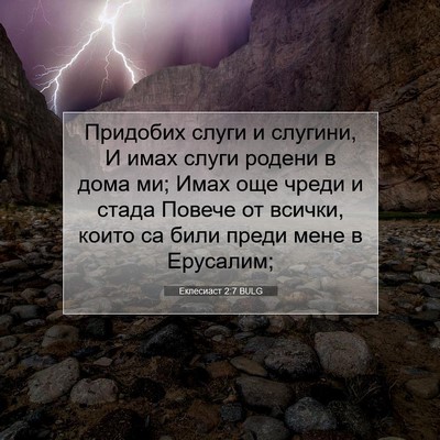 Picture 07 - Еклесиаст 2:7 BULG - Придобих слуги и слугини, И - Bible Verse Picture