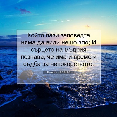 Picture 07 - Еклесиаст 8:5 BULG - Който пази заповедта няма - Bible Verse Picture