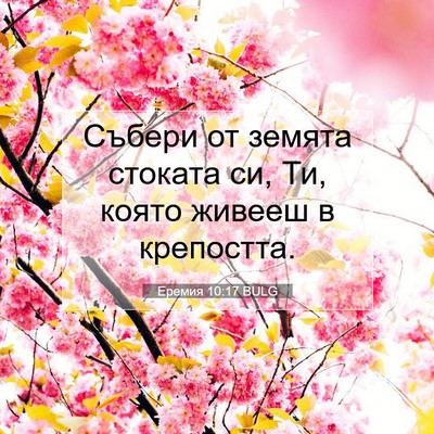 Picture 07 - Еремия 10:17 BULG - Събери от земята стоката - Bible Verse Picture