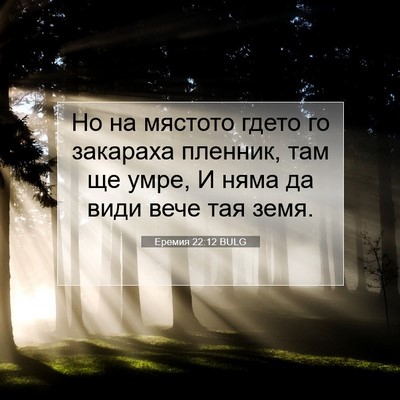 Picture 07 - Еремия 22:12 BULG - Но на мястото гдето го - Bible Verse Picture