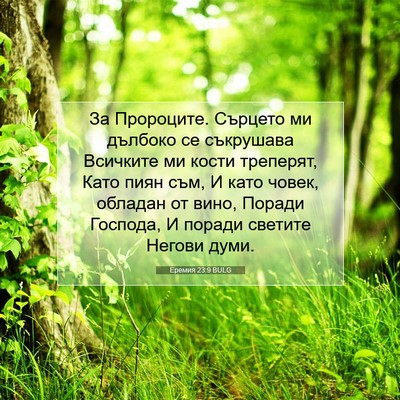 Picture 07 - Еремия 23:9 BULG - За Пророците. Сърцето ми - Bible Verse Picture