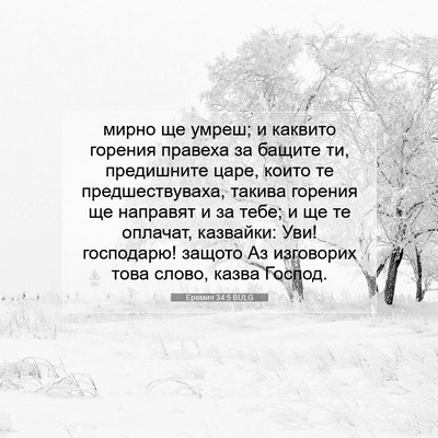 Picture 07 - Еремия 34:5 BULG - мирно ще умреш; и каквито - Bible Verse Picture
